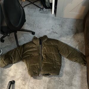 Green over sized puffer coat